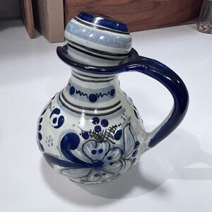 Vintage Talavera Puebla México Hand painted Pottery Mini Pitcher Jar